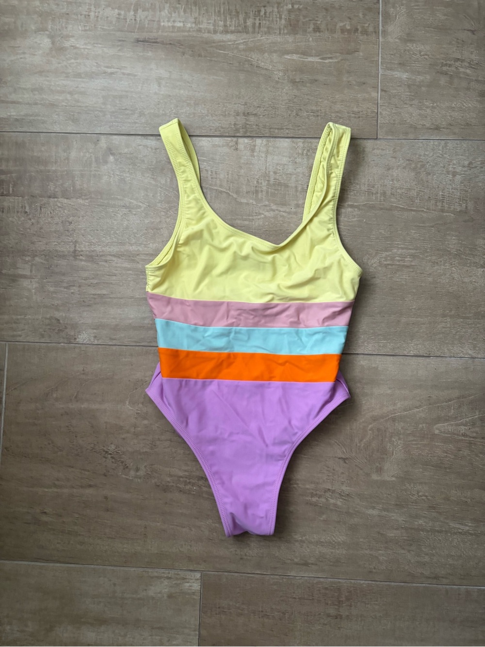 Striped Pastel One-Piece Swimsuit - Yellow, Pink, Blue, Orange, Lavender